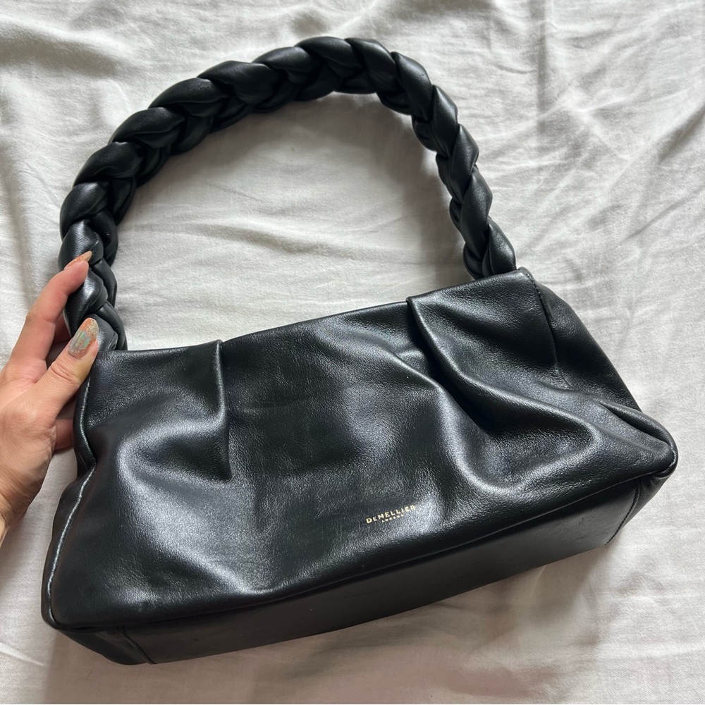 Demellier London Genova Leather Braided Lambskin Shoulder Bag